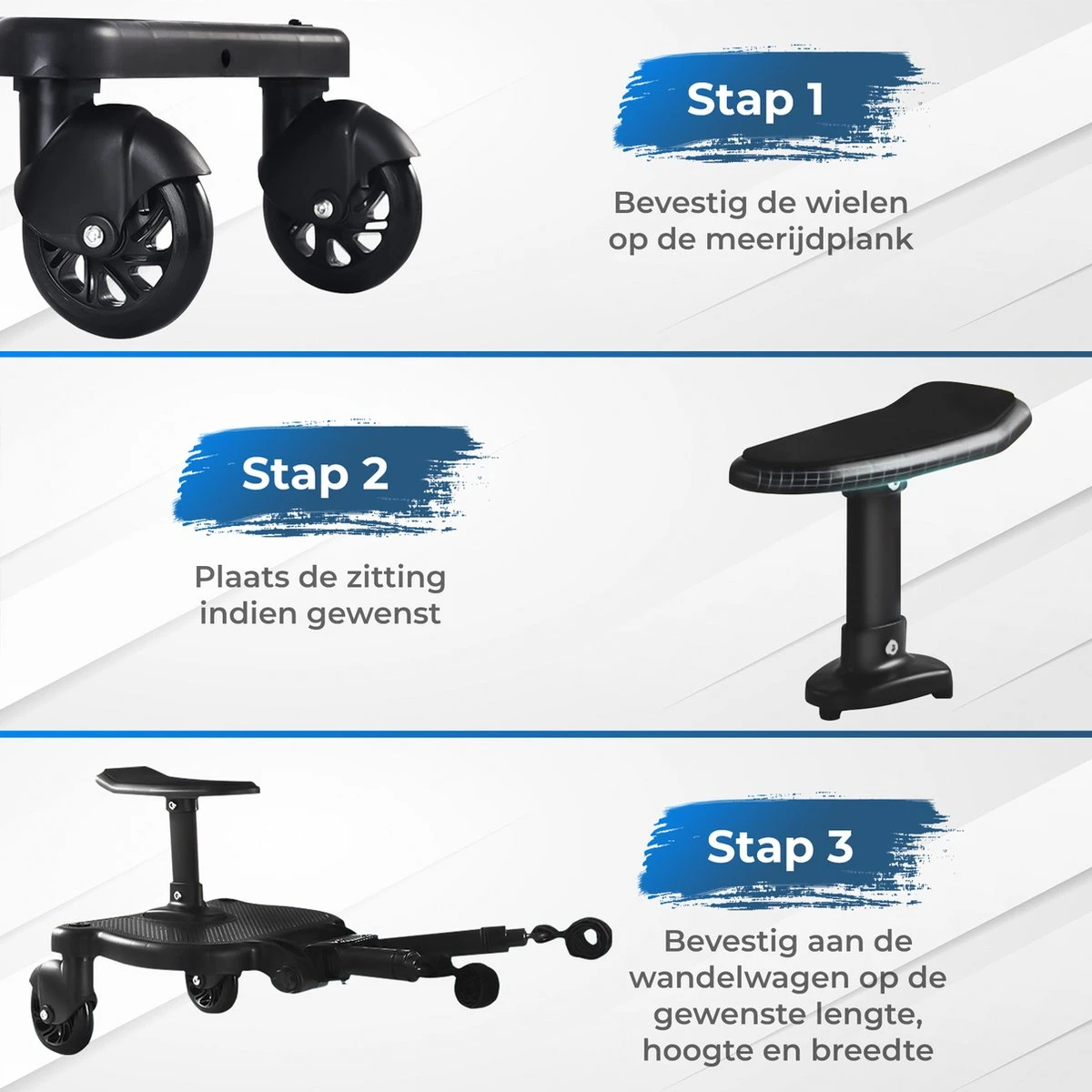 MESC Meerijdplankje Universeel Voor Buggy En Kinderwagen - Meerijdplankje Met Zitje 9 MESC Meerijdplankje Universeel Voor Buggy En Kinderwagen - Meerijdplankje Met Zitje - Afbeelding 9