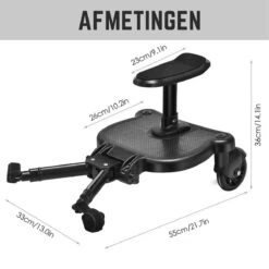 Merkloos Kinderwagen/Buggy Meerijdplankje - Kant & Klaar - In Elkaar Gezet - Universeel – Met Zitje – Verstelbaar – Zwart -Lionelo Winkel 1200x1200 904