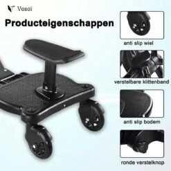 Vosoi - Meerijdplankje - Kinderwagen - Buggy's - Onderweg - Universeel - Verstelbaar - Zitje - Onderweg - 2 Wielen - Kinderwagen Accessoires -Lionelo Winkel 1200x1200 907