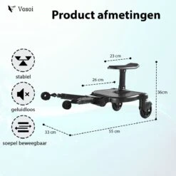 Vosoi - Meerijdplankje - Kinderwagen - Buggy's - Onderweg - Universeel - Verstelbaar - Zitje - Onderweg - 2 Wielen - Kinderwagen Accessoires -Lionelo Winkel 1200x1200 908