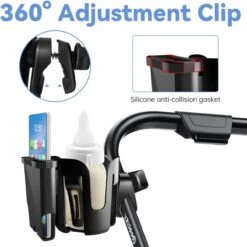 BOTC 2 In 1 Bekerhouders & Telefoonhouder - Cup Organizer Voor Kinderwagen, Fiets, Rolstoel, Walker - Zwart -Lionelo Winkel 1200x1200 966