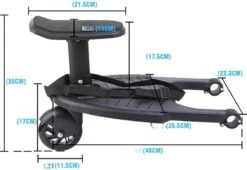 Meerijdplankje Met Zitje - Meerijdplankje Universeel – Buggy Board – Buggy Board Meerijdplankje – Buggy Universeel Meerijdplankje – Zwart Wiel