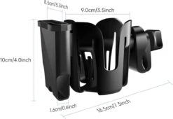 BOTC 2 In 1 Bekerhouders & Telefoonhouder - Cup Organizer Voor Kinderwagen, Fiets, Rolstoel, Walker - Zwart -Lionelo Winkel 1200x828 2