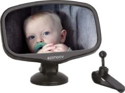 EZI MIRROR MINI - Auto Spiegel Baby - Met Klem En Zuignap - Klein Formaat - Bevestig Op Ruit Of Aan Zonneklep