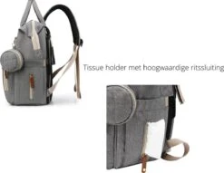 Humpy Dumpy Stijlvolle Luiertas Rugzak (Grijs) Met Uitschuifbaar Verschoon/ Slaap Bedje. Incl. Verschoon Matje, USB Poort & Buggy Straps -Lionelo Winkel 1200x930 1