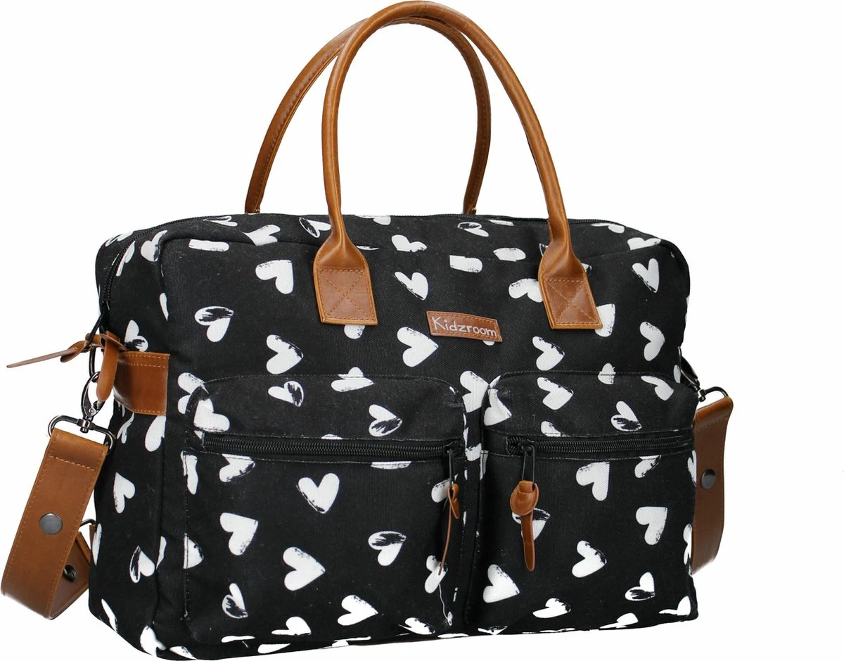 Kidzroom Black And White Luiertas - Zwart - Ophanglussen Kinderwagen - Verschoonmatje - Verstelbare Schouderband 13 Kidzroom Black And White Luiertas - Zwart - Ophanglussen Kinderwagen - Verschoonmatje - Verstelbare Schouderband - Afbeelding 13