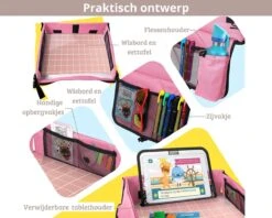 Premium Reistafel Voor Kinderen - Inclusief Tablethouder + Gratis Draagtas En Potloden - Auto Organizer - Playtray - Opvouwbaar - Speeltafel Auto - Tekentafel Auto - Roze -Lionelo Winkel 1200x960 6
