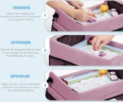 ‘’MOVENDO’’ Reistafel Voor Auto Kinderen – Autotafel – Speeltafel Auto – Travel Tray – Tekentafel – Opvouwbaar Met Tablethouder - Roze -Lionelo Winkel 1200x995 4