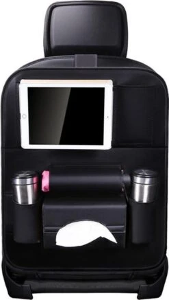 Luxe Auto Organizer Met Tablet Houder Autostoel Organiser Ipadhouder Voor Kinderen – Zwart