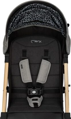 MoMi Wandelwagen - Compacte Lichtgewicht Buggy - Estelle Dakar Met XXL Wielen & Zonnekap - Leopard - Grijs-Goud (geschikt Van 6mnd - 22kg) -Lionelo Winkel 721x1200 1