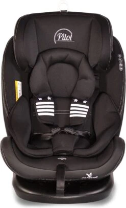 Cangaroo Pilot Black Leather SPS Isofix 360° 0-36 Kg Autostoel Met Zonnekap -Lionelo Winkel 728x1200