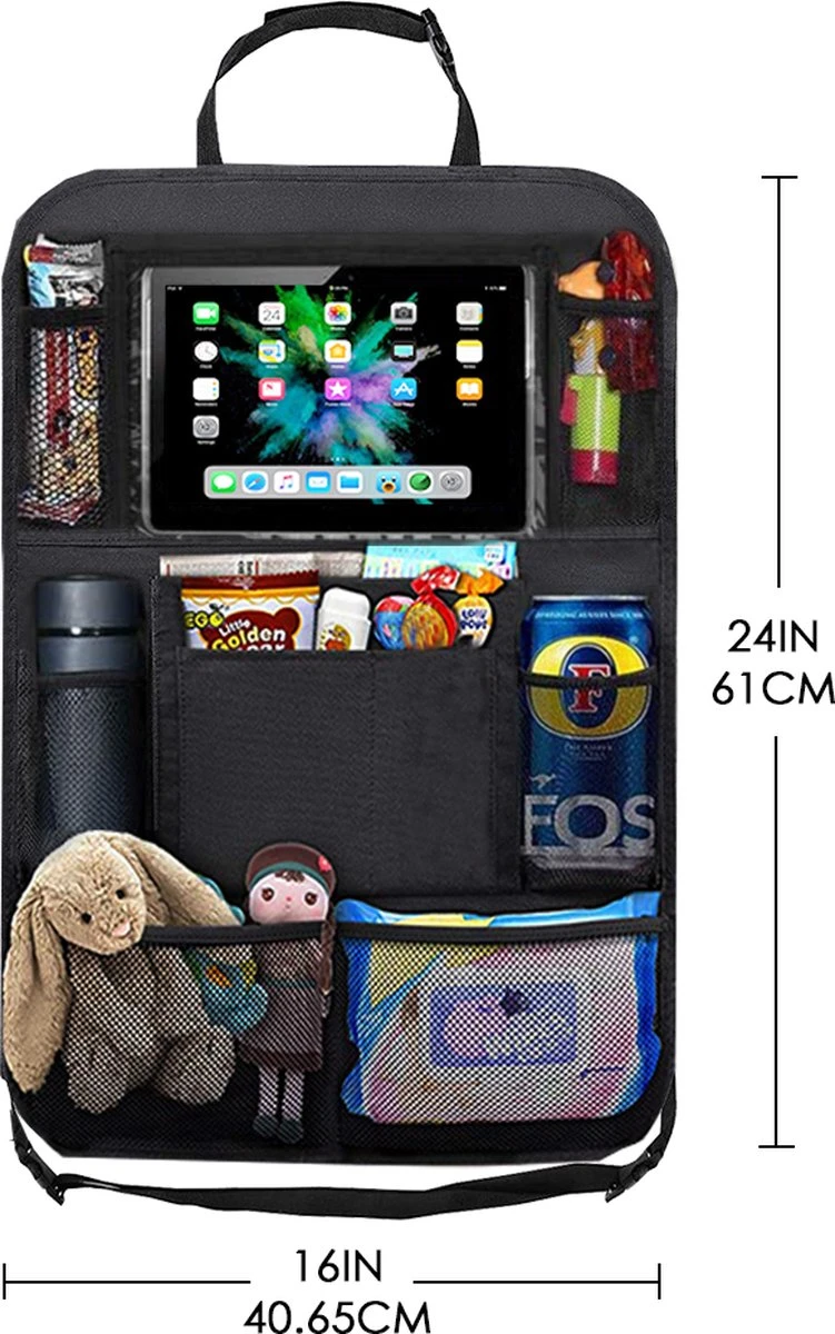 Merkloos Autostoel Organizer – Met Tablethouder – Stevig - Universeel – Zwart 4 Merkloos Autostoel Organizer – Met Tablethouder – Stevig - Universeel – Zwart - Afbeelding 4