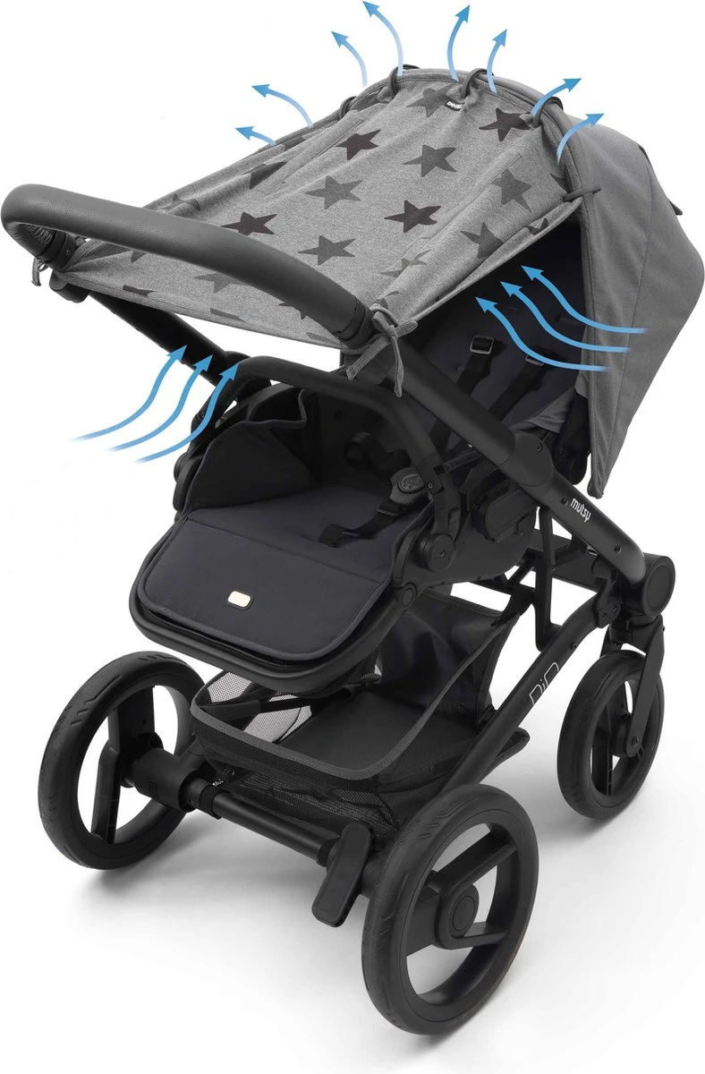 Dooky Universal Cover Zonnescherm Kinderwagen - Grey Stars 4 Dooky Universal Cover Zonnescherm Kinderwagen - Grey Stars - Afbeelding 4