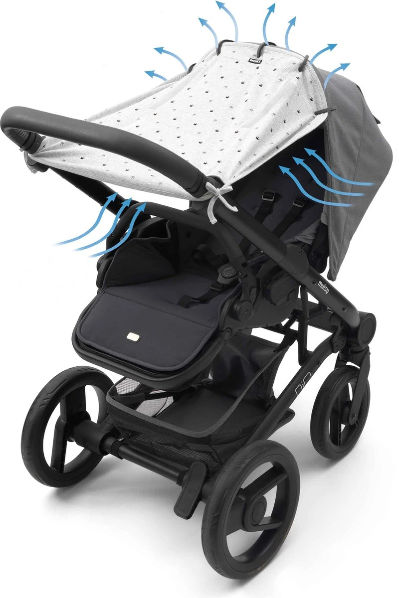 Dooky Universal Cover Zonnescherm Kinderwagen - Light Grey Crowns 2 Dooky Universal Cover Zonnescherm Kinderwagen - Light Grey Crowns - Afbeelding 2
