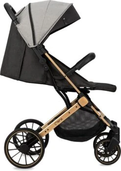 MoMi Wandelwagen - Compacte Lichtgewicht Buggy - Estelle Dakar Met XXL Wielen & Zonnekap - Leopard - Grijs-Goud (geschikt Van 6mnd - 22kg) -Lionelo Winkel 851x1200 2