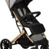 MoMi Wandelwagen - Compacte Lichtgewicht Buggy - Estelle Dakar Met XXL Wielen & Zonnekap - Leopard - Grijs-Goud (geschikt Van 6mnd - 22kg)
