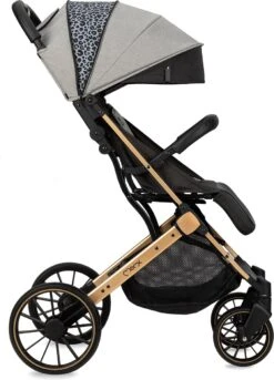 MoMi Wandelwagen - Compacte Lichtgewicht Buggy - Estelle Dakar Met XXL Wielen & Zonnekap - Leopard - Grijs-Goud (geschikt Van 6mnd - 22kg) -Lionelo Winkel 863x1200 4
