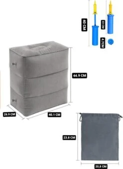 Merkloos Vliegtuigbedje - Voetkussen Opblaasbaar - Voetensteun - Voetenbankje - 3 Hoogte Standen - Reiskussen -Lionelo Winkel 873x1200 6