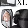 Autospiegel Baby 360° Verstelbaar Voor Hoofdsteun Autostoel -Achteruitkijkspiegel XL- Achterbankspiegel Kinderen -Baby Veiligheid Accessoires - Zwart