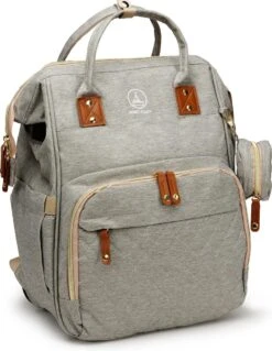 Humpy Dumpy Stijlvolle Luiertas Rugzak (Grijs) Met Uitschuifbaar Verschoon/ Slaap Bedje. Incl. Verschoon Matje, USB Poort & Buggy Straps -Lionelo Winkel 928x1200 2