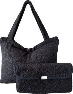 Mommy Bag / Grote Luiertas Zwart / Kinderwagen Luiertas / Teddy Set - Luiertas & Verschoonmat Joan’s Label Zwart / Baby / Met Rits